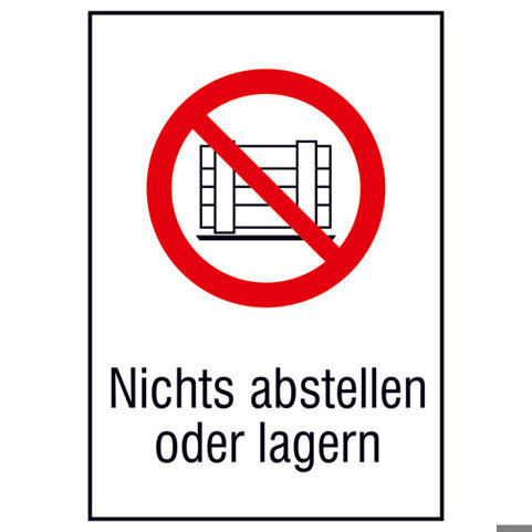 Verbots-Kombischild "Nichts abstellen oder lagern" | Alu geprägt | 21x29,7 cm | DIN EN ISO 7010 P023 | ASR A1.3 P023