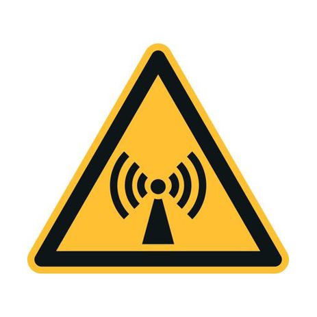 Warnschild ISO 7010 W005 - Warnung vor nicht ionisierender Strahlung - Folie - 100 mm - 20 Stück