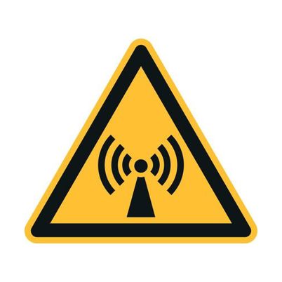 Warnschild ISO 7010 W005 - Warnung vor nicht ionisierender Strahlung - 200 mm - Folie - 10 Stück
